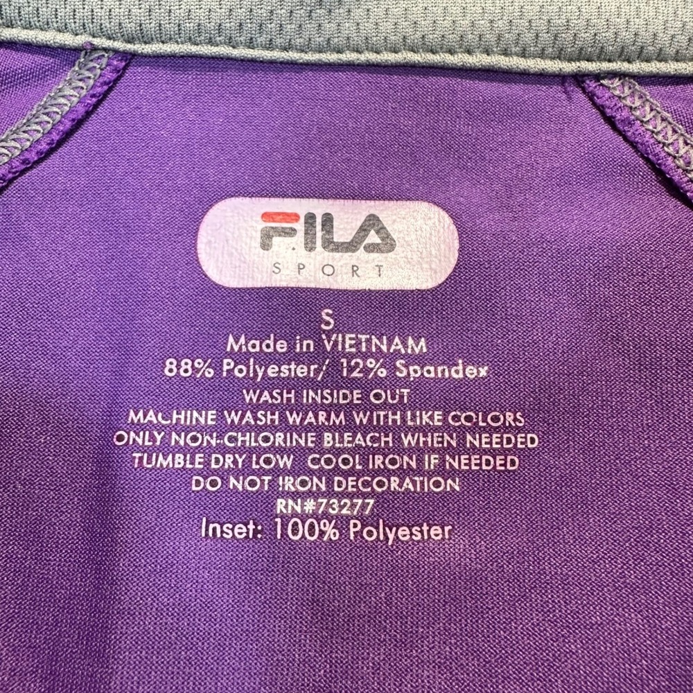 Fila Sport Womens Quarter Zip Pullover Activewear Top Purple White Small Snags - Picture 7 of 10